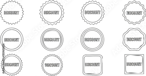 A variety of discount shapes, offering promotional marketing elements for sales and offers