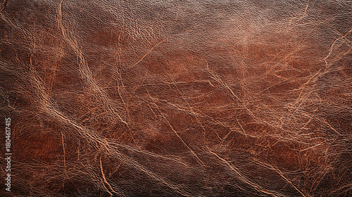 A close-up shot of rich brown textured leather, showing the unique grain and natural imperfections