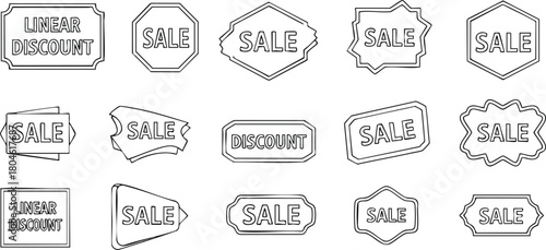 Collection of Abstract Black and White Sale Labels for Promotional Advertising