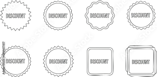 Collection of Discount Label Outline Vectors for Sales and Promotions