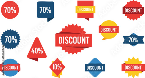 Sale Icons Collection of Colorful Discount Labels for Retail Promotions and Offers
