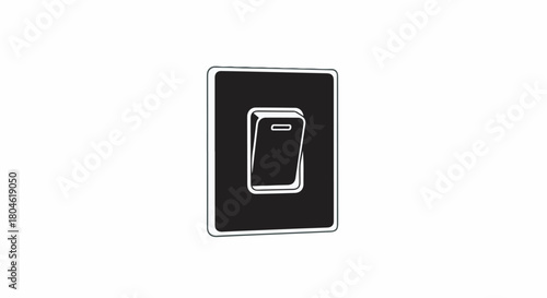Sleek black light switch with chrome trim, partially flipped to the 'off' position, isolated on white.