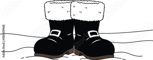 Santa boots winter snow christmas holiday footwear cartoon illustration cold