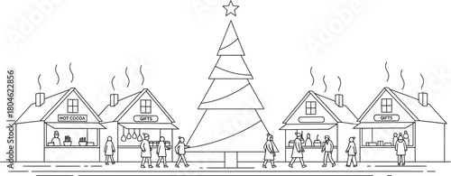 Christmas market holiday season winter fair festive celebration gifts cocoa stalls