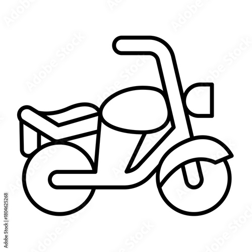 Motorcycle thin line icon, driver license concept. Vector graphics. Two wheeled motor vehicle, transport sign on white background, style icon mobile or web design.