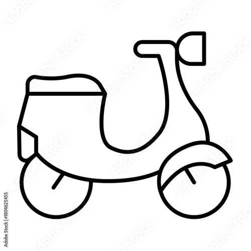 Motor scooter thin line icon, driver license concept. Vector graphics. Two wheeled vehicle, transport sign on white background, style icon mobile or web design.