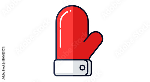 Red mittens illustration with a cuff representing Christmas and New Year  