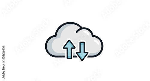 Simple cloud icon with upward and downward arrows, representing data transfer.