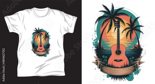 Beach graphic vector T shirt design print.