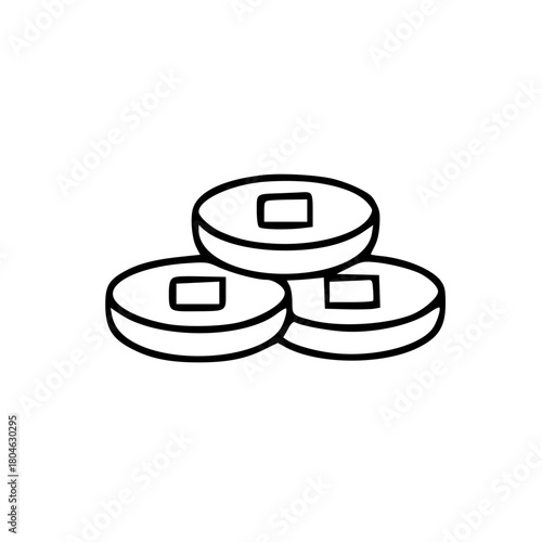Traditional chinese lucky coin stack illustration