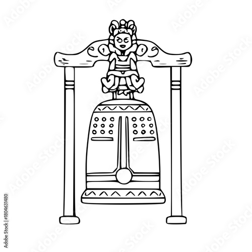 Traditional ancient pagoda bell ceremonial gate