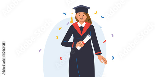 Graduation Day Celebration with Confetti and Diploma