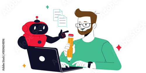 Human and AI Robot Partnering for Enhanced Content Creation and Digital Productivity