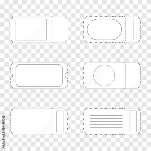 Collection of tear-off ticket templates with various internal elements. Eps 10