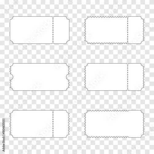 Ticket stubs of various shapes with a tear-off line. Eps 10