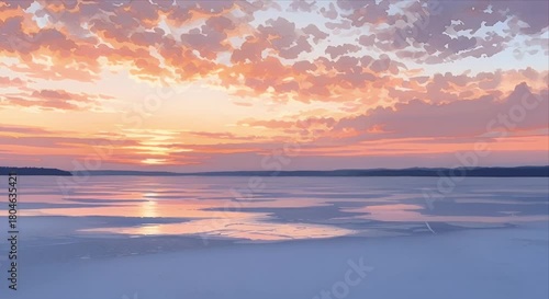 Stunning sunset paints the sky with vibrant colors over tranquil water, a serene and peaceful escape