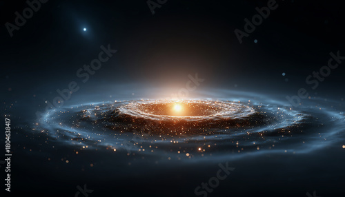 Awe inspiring view of future stellar engine, megastructure absorbing energy from star. majestic science fiction concept in deep space