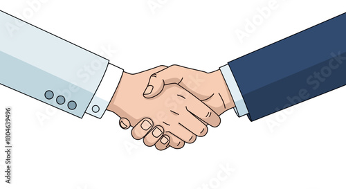 Vector illustration of a business handshake symbolizing a successful agreement and partnership between professionals