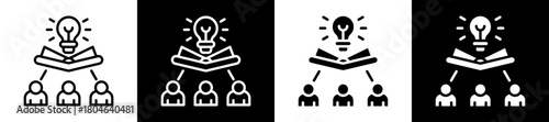 Learning Organization Icon Set In Black And White Filled Style Collection