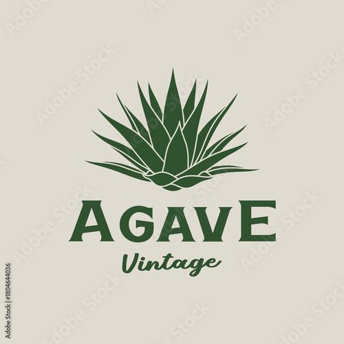 Agave Plant Logo Design with Vintage Typography and Green Color Palette.