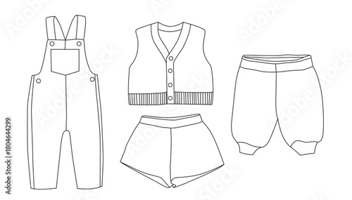 Set of 4 Baby Clothes illustration - vector graphic resource
