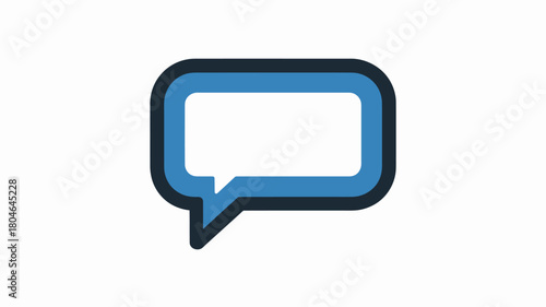 Speech Bubble Icon in Blue Color on White Background with Simple Design for Messaging App