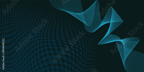 Digital Background with Halftone and Wave Lines Dark Teal color theme