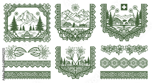 Traditional Swiss Scherenschnitte Paper Cutting Set Delicate Alpine Floral Lace Borders