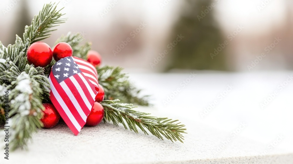 Obraz premium Wreaths and flags adorn headstones at National Forest Park Cemetery during U.S. Soldiers' Day celebration