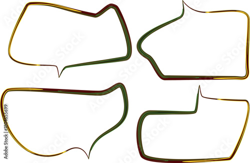 Tableau sur toile dark green yellow colorful curved lines dynamic creative speech bubbles