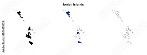 Fotografie Transparent Ionian Islands outline map set