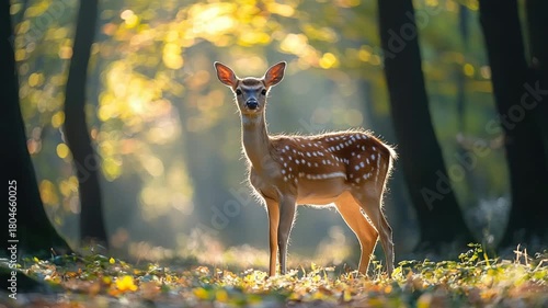 grazing deer animal in the forest wild landscape video