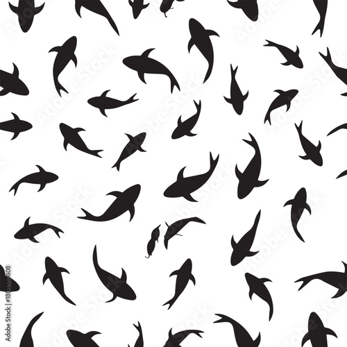 koi monochrome koi pattern ornamental repeat design 