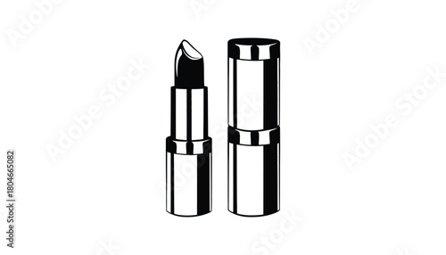 Black and white lipstick illustration beauty product drawing