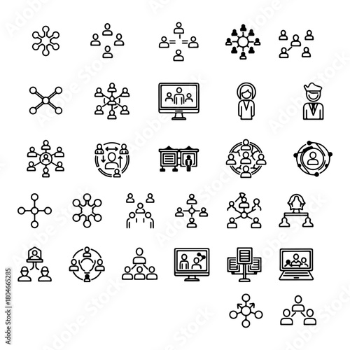Networking icon set. Containing network, connections, relationship, online networking, community, events and social network icons.