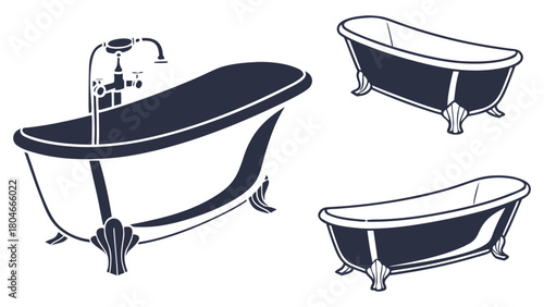 Collection of elegant traditional bathtubs, showcasing classic bathroom furniture and luxury fixtures with sophisticated design details for home interior aesthetics