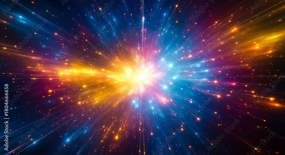 Naklejka premium Abstract illustration of a vibrant cosmic explosion with radiating energy