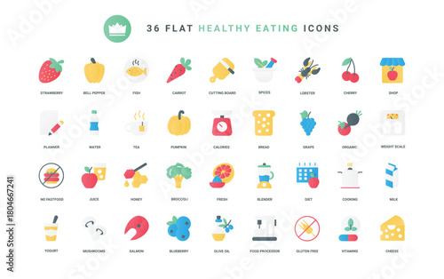 Medical first aid, pills for cure and laboratory tests in hospital, diagnosis and dental care symbols for health mobile app. Healthcare, medicine trendy flat icons set vector illustration