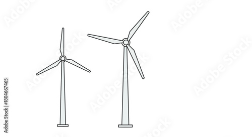 Minimalist Wind Turbine Illustrations on White Background Renewable Energy Concept green energy
