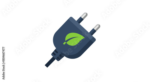 Eco Friendly Power Plug with Green Leaf Renewable Energy Concept green energy