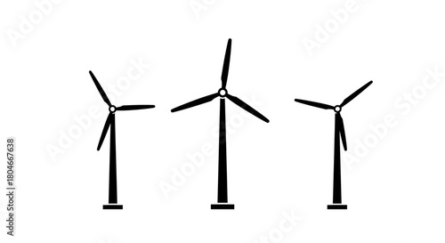 Wind Turbines Icon Set Clean Energy Illustration for Sustainable Power green energy