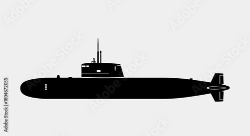 Silhouette illustration of a submarine, depicting its hull, conning tower, and propellers.