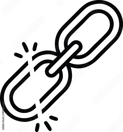 broken chain link outline vector icon