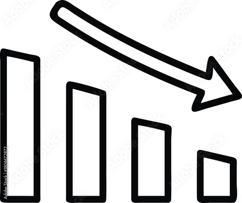 drooping arrow downward outline vector icon