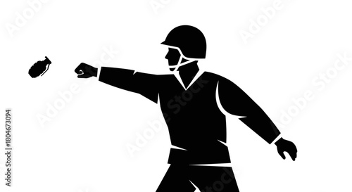 A stylized, flat vector illustration of a handgun, presented in black against a light gray background.
