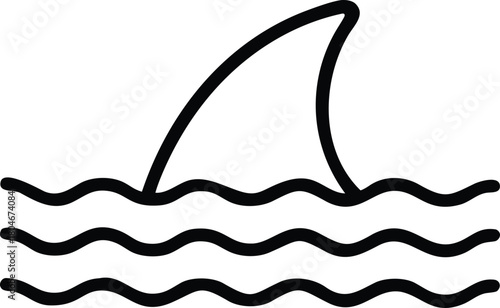 Shark fin sign. Shark tail outline icon. 