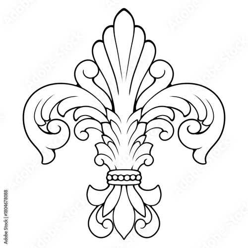 fleur de lis vector line art hand drawn illustration