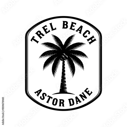 Trel Beach Astor Dane Palm Tree Logo Design Black and White.