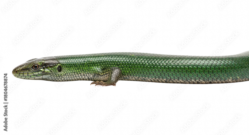 Fototapeta premium Green Skink Lizard with Shiny ScalesKeywords: