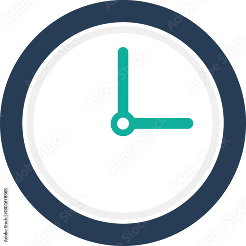 Simple flat design clock icon depicting time management concept